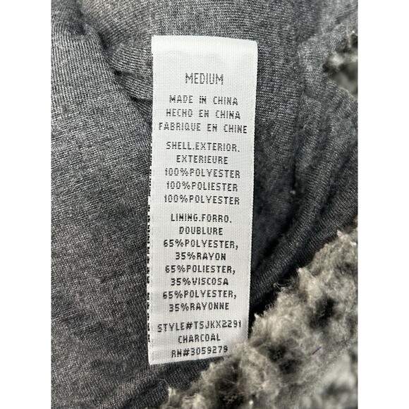 Thread & Supply 1/4 Zip Pullover Women's Med Charcoal Teddy Sherpa Pullover Top - Picture 6 of 7